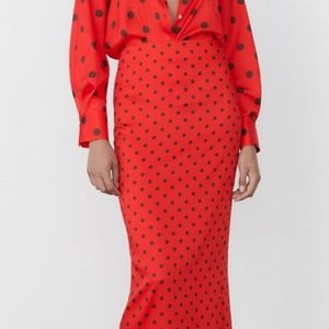 ZARA STRAIGHT SKIRT WITH POLKA DOTS  --NWT